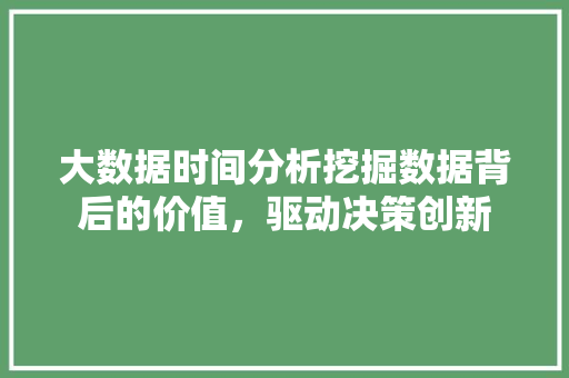 大数据时间分析挖掘数据背后的价值，驱动决策创新