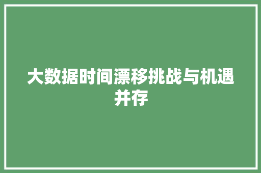 大数据时间漂移挑战与机遇并存