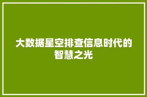 大数据星空排查信息时代的智慧之光  第1张