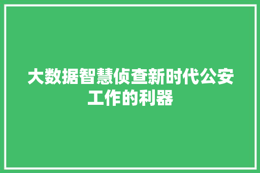 大数据智慧侦查新时代公安工作的利器  第1张