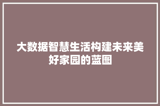 大数据智慧生活构建未来美好家园的蓝图