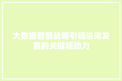大数据智能战略引领未来发展的关键驱动力  第1张