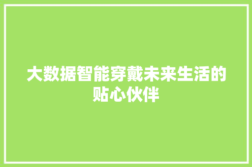 大数据智能穿戴未来生活的贴心伙伴