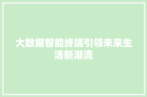 大数据智能终端引领未来生活新潮流