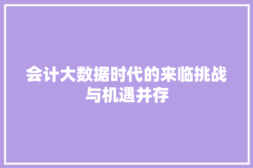 会计大数据时代的来临挑战与机遇并存