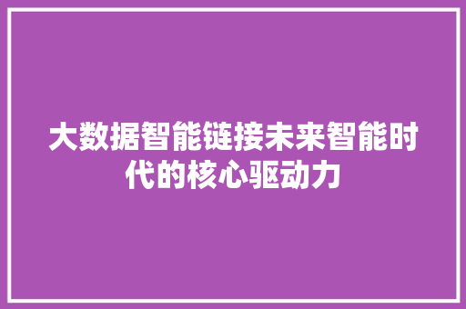 大数据智能链接未来智能时代的核心驱动力