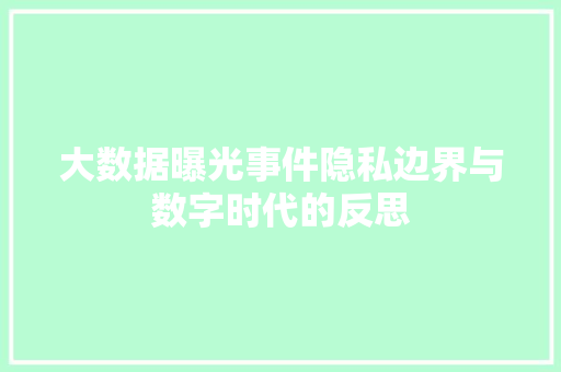 大数据曝光事件隐私边界与数字时代的反思  第1张