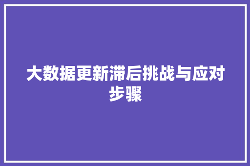大数据更新滞后挑战与应对步骤  第1张