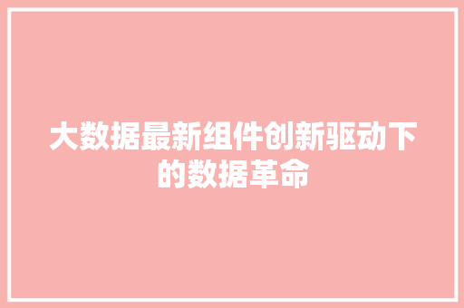 大数据最新组件创新驱动下的数据革命  第1张