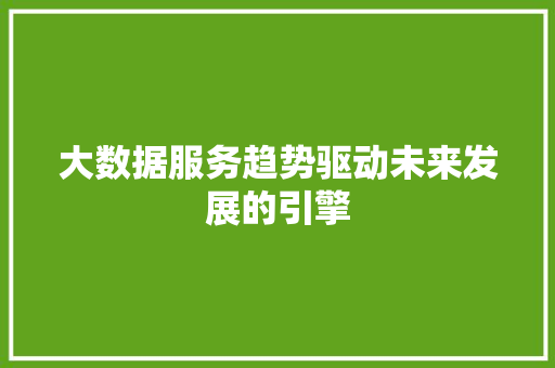 大数据服务趋势驱动未来发展的引擎  第1张