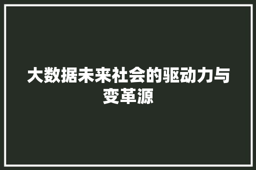 大数据未来社会的驱动力与变革源