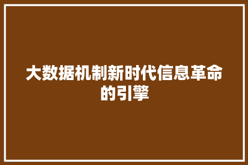 大数据机制新时代信息革命的引擎  第1张