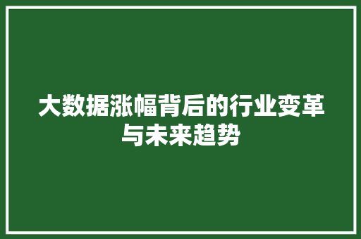 大数据涨幅背后的行业变革与未来趋势