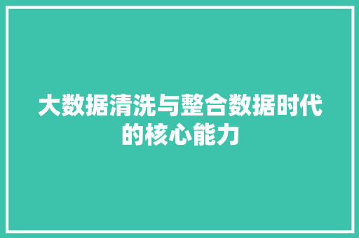 大数据清洗与整合数据时代的核心能力