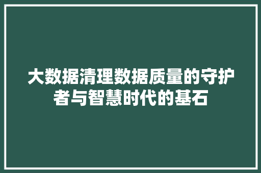 大数据清理数据质量的守护者与智慧时代的基石