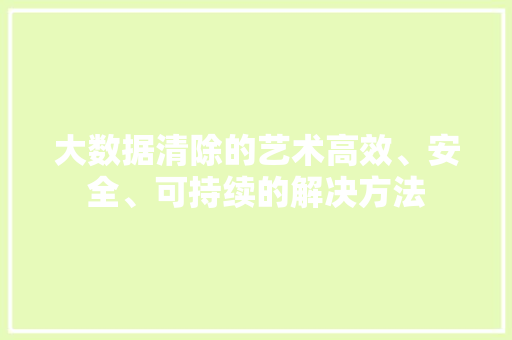 大数据清除的艺术高效、安全、可持续的解决方法