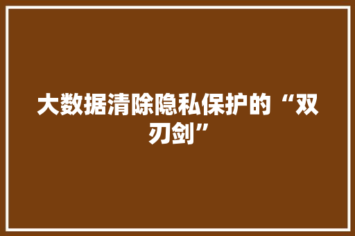 大数据清除隐私保护的“双刃剑”