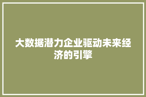 大数据潜力企业驱动未来经济的引擎  第1张