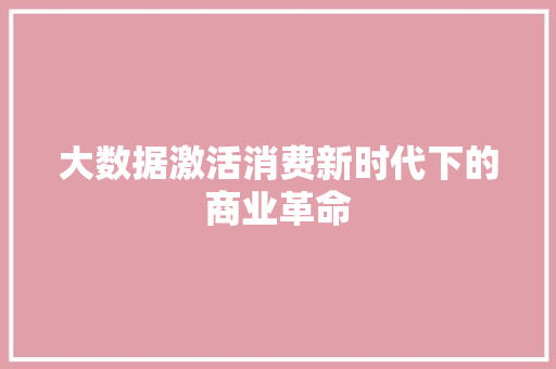 大数据激活消费新时代下的商业革命  第1张