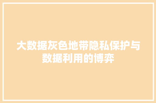 大数据灰色地带隐私保护与数据利用的博弈  第1张