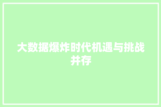 大数据爆炸时代机遇与挑战并存  第1张
