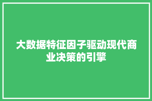 大数据特征因子驱动现代商业决策的引擎