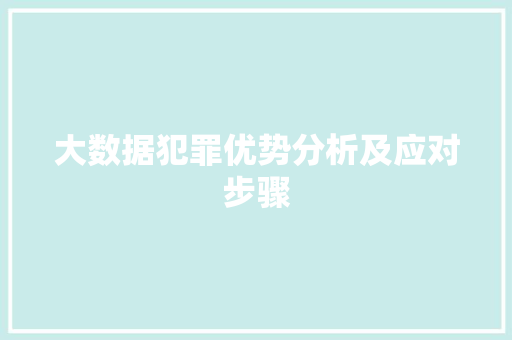 大数据犯罪优势分析及应对步骤  第1张