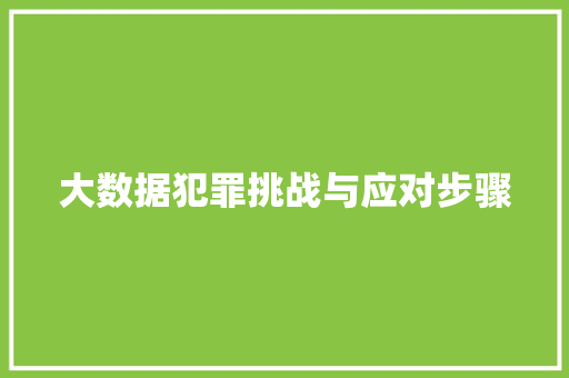 大数据犯罪挑战与应对步骤  第1张