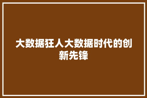 大数据狂人大数据时代的创新先锋