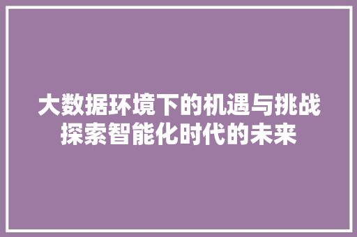 大数据环境下的机遇与挑战探索智能化时代的未来  第1张