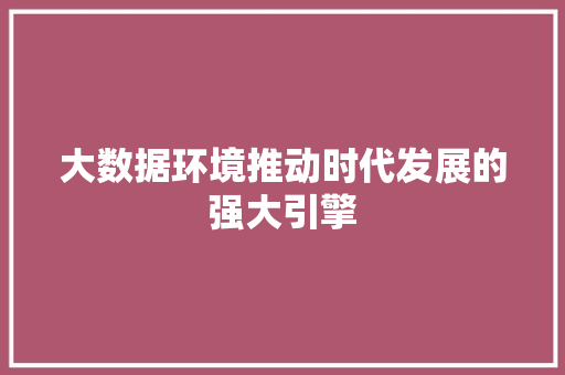 大数据环境推动时代发展的强大引擎  第1张