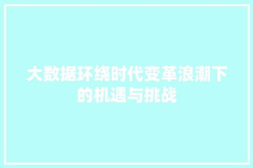 大数据环绕时代变革浪潮下的机遇与挑战