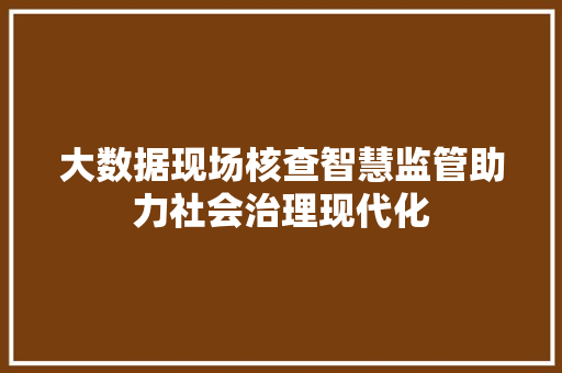 大数据现场核查智慧监管助力社会治理现代化  第1张