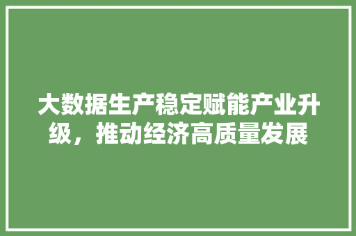 大数据生产稳定赋能产业升级，推动经济高质量发展