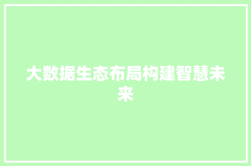 大数据生态布局构建智慧未来