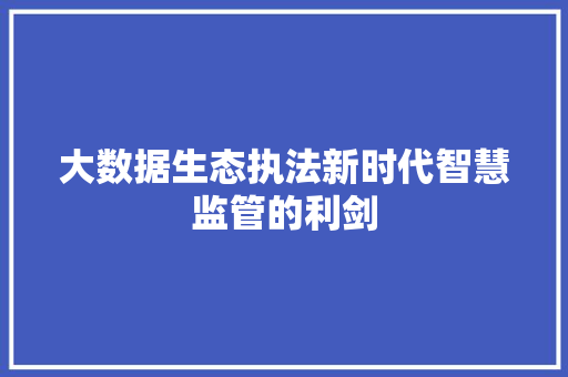 大数据生态执法新时代智慧监管的利剑  第1张