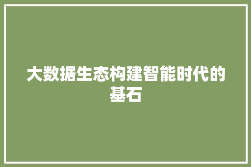 大数据生态构建智能时代的基石  第1张