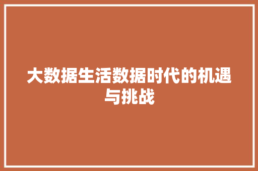 大数据生活数据时代的机遇与挑战  第1张