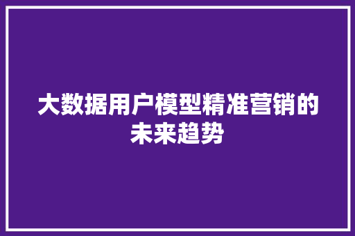 大数据用户模型精准营销的未来趋势  第1张