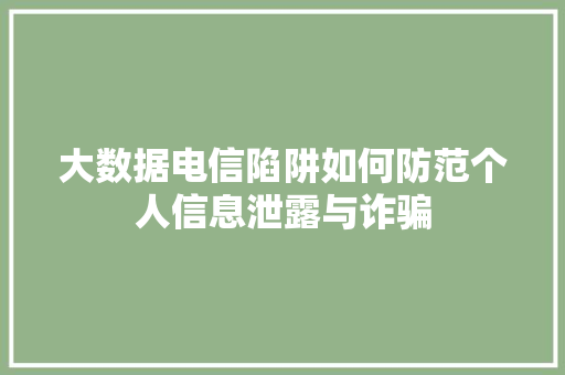 大数据电信陷阱如何防范个人信息泄露与诈骗