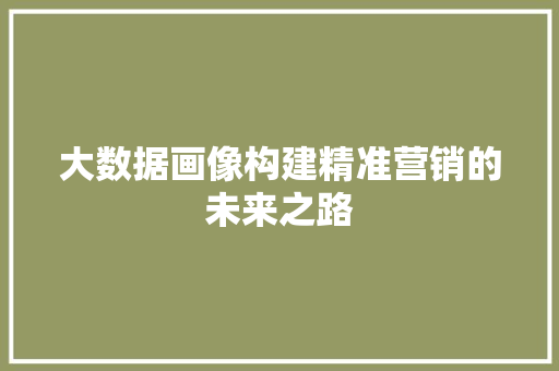 大数据画像构建精准营销的未来之路  第1张