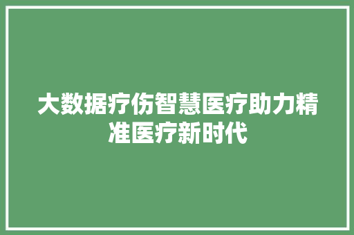 大数据疗伤智慧医疗助力精准医疗新时代