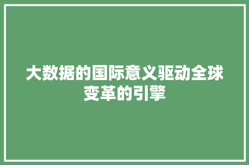 大数据的国际意义驱动全球变革的引擎  第1张