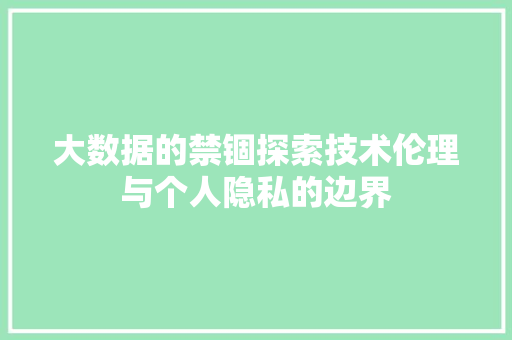 大数据的禁锢探索技术伦理与个人隐私的边界  第1张