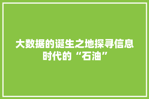 大数据的诞生之地探寻信息时代的“石油”  第1张
