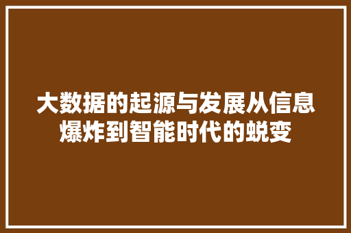 大数据的起源与发展从信息爆炸到智能时代的蜕变  第1张