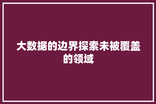 大数据的边界探索未被覆盖的领域  第1张