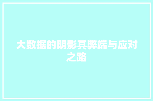 大数据的阴影其弊端与应对之路  第1张