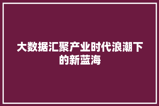 大数据汇聚产业时代浪潮下的新蓝海  第1张