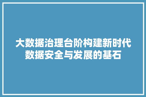大数据治理台阶构建新时代数据安全与发展的基石  第1张